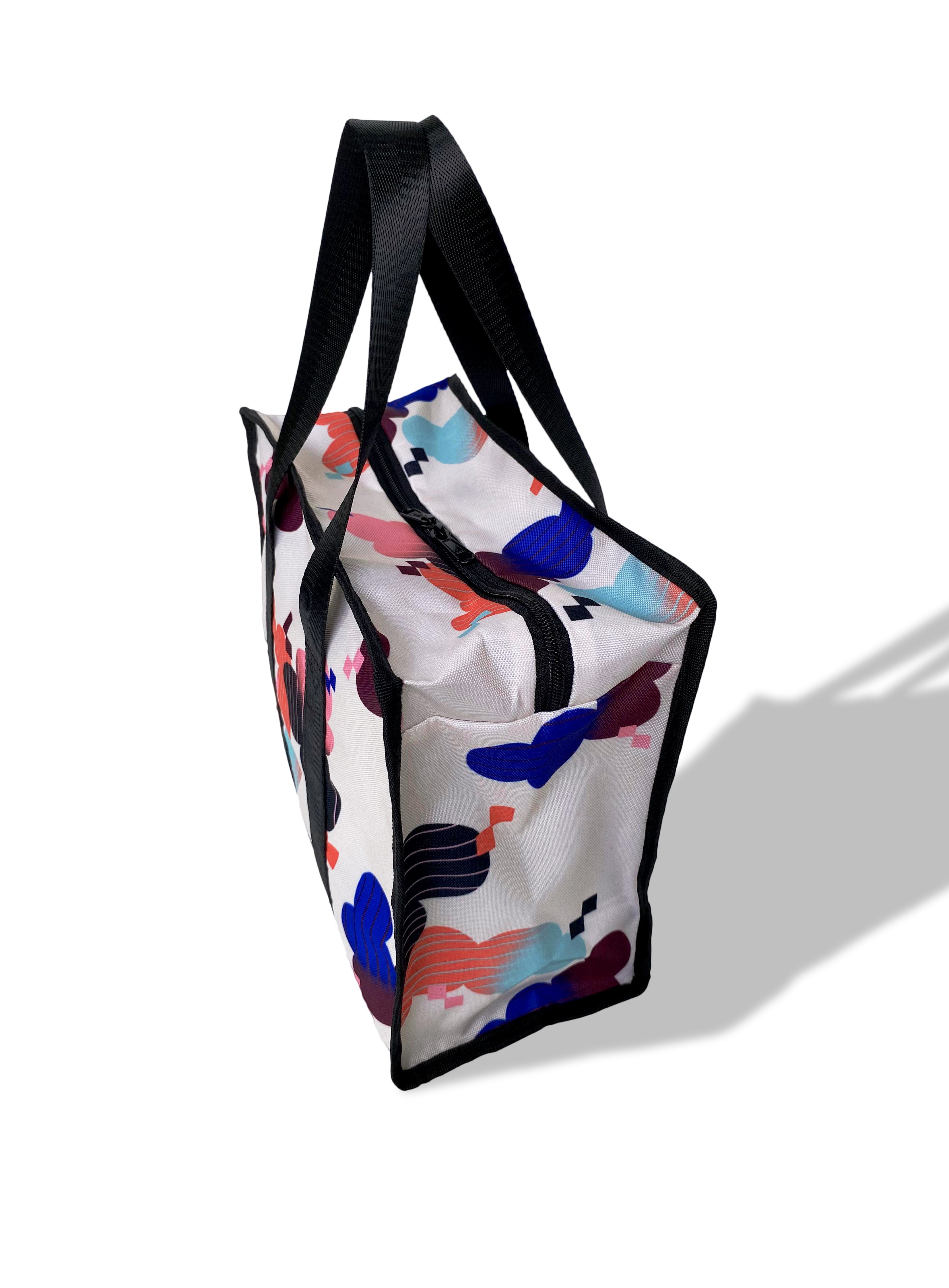 Soresore Boxy Bag in Water Repellent Canvas | Illustrated Handbag for Shopping & Lunch