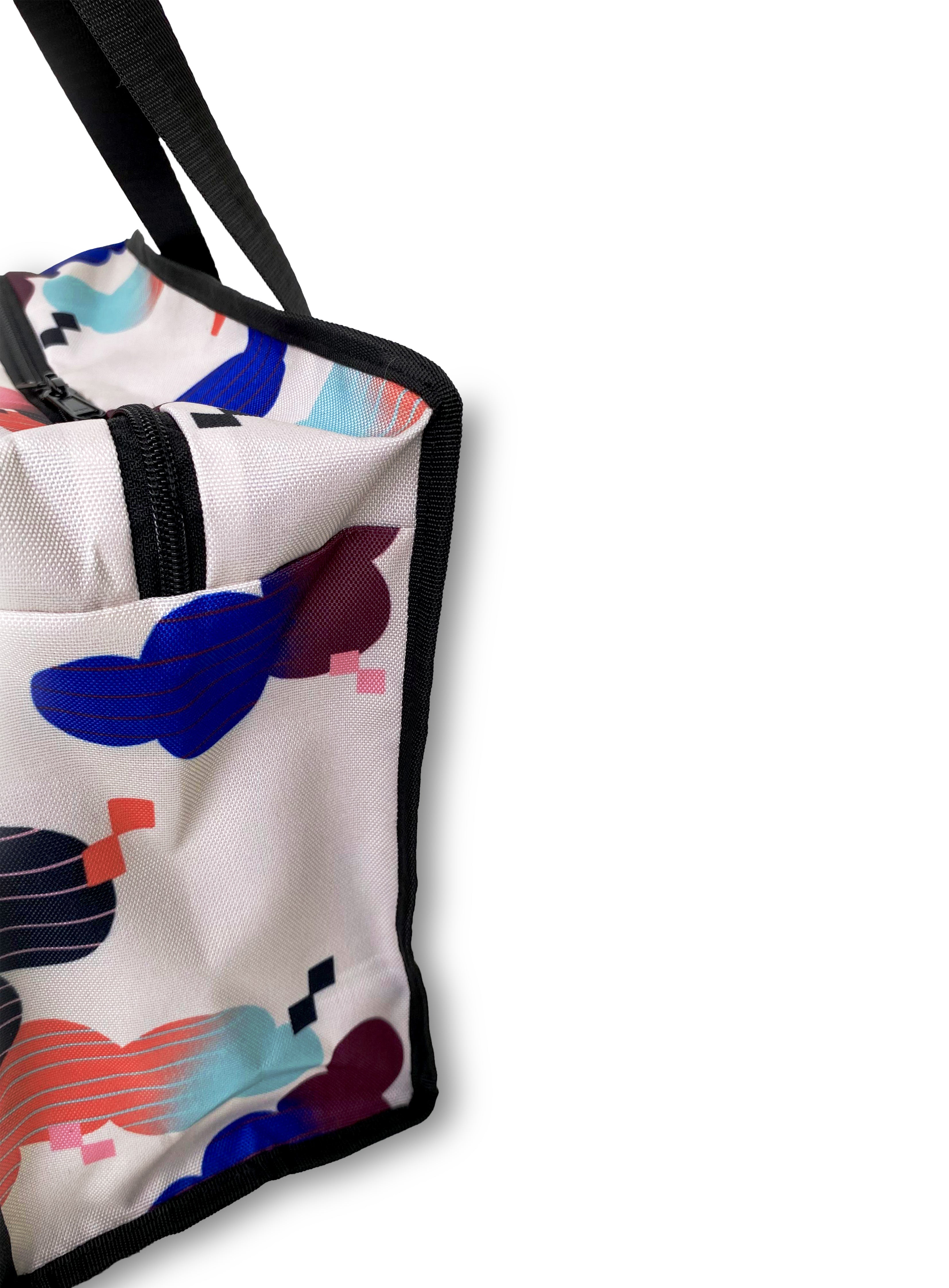 Soresore Boxy Bag in Water Repellent Canvas | Illustrated Handbag for Shopping & Lunch