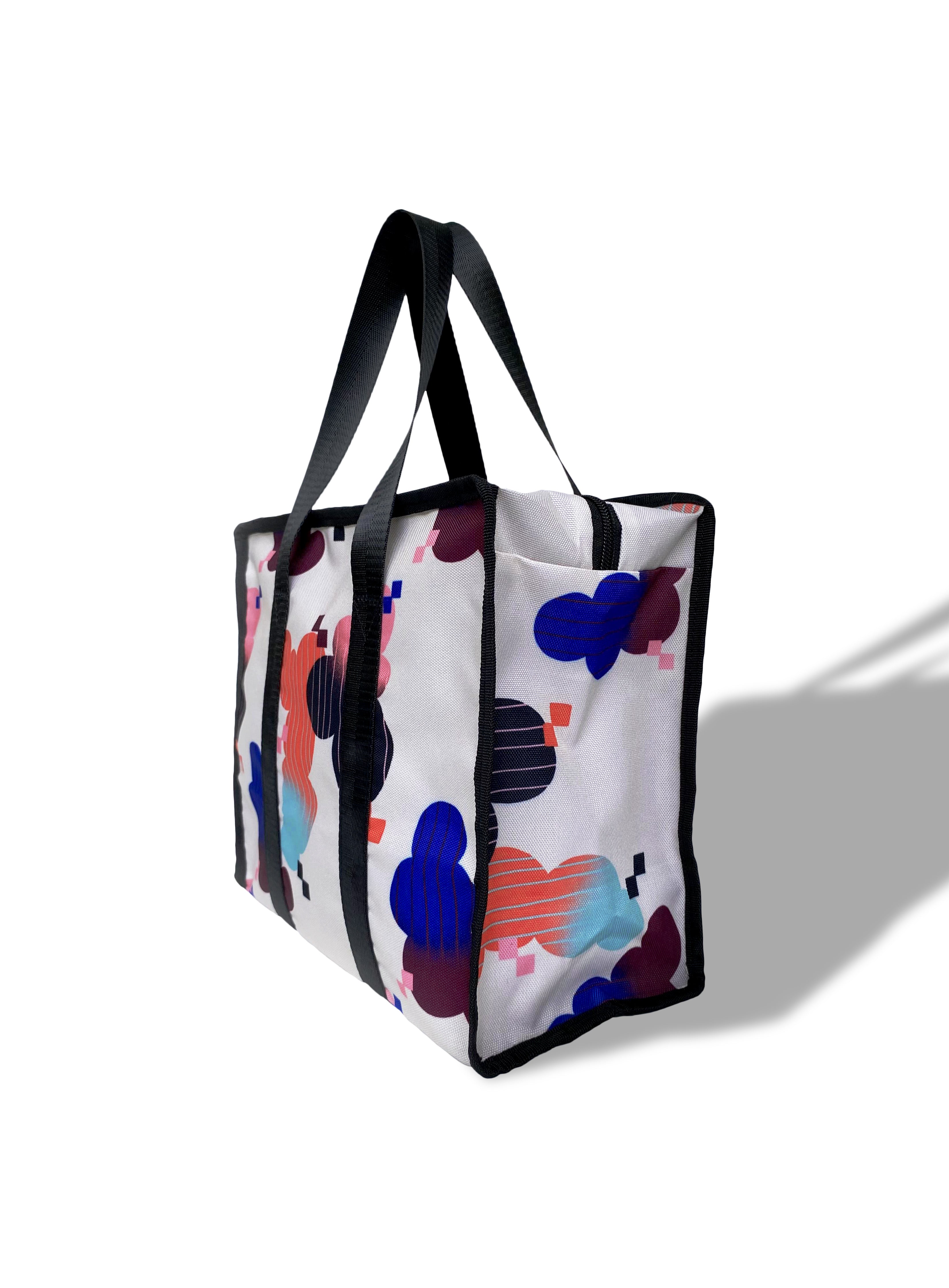 Soresore Boxy Bag in Water Repellent Canvas | Illustrated Handbag for Shopping & Lunch