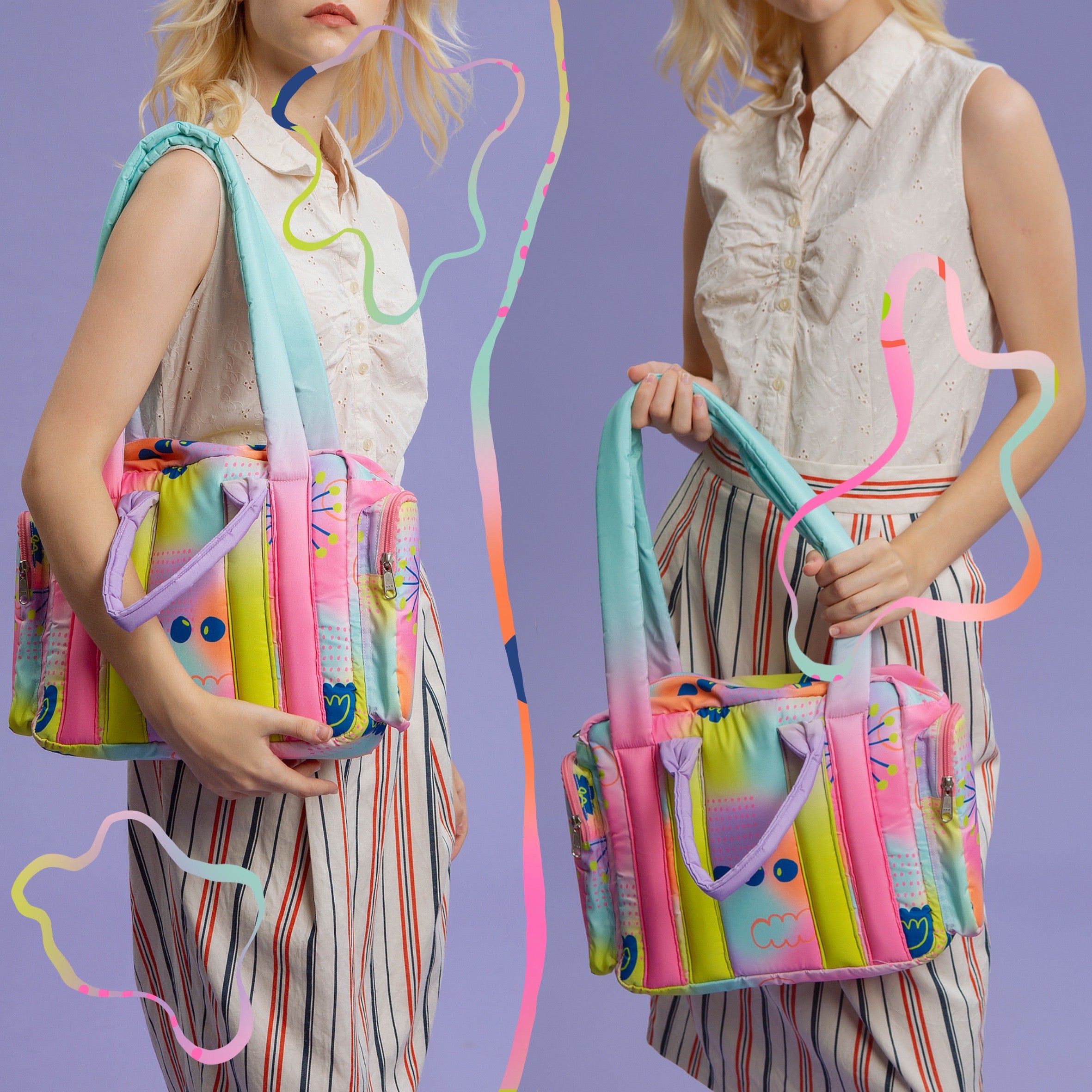 Soresore Fugu Puffy Tote Bag | Padded Shoulder Bag with 12-Inch iPad Sleeve | Korean Style Cloud Bag