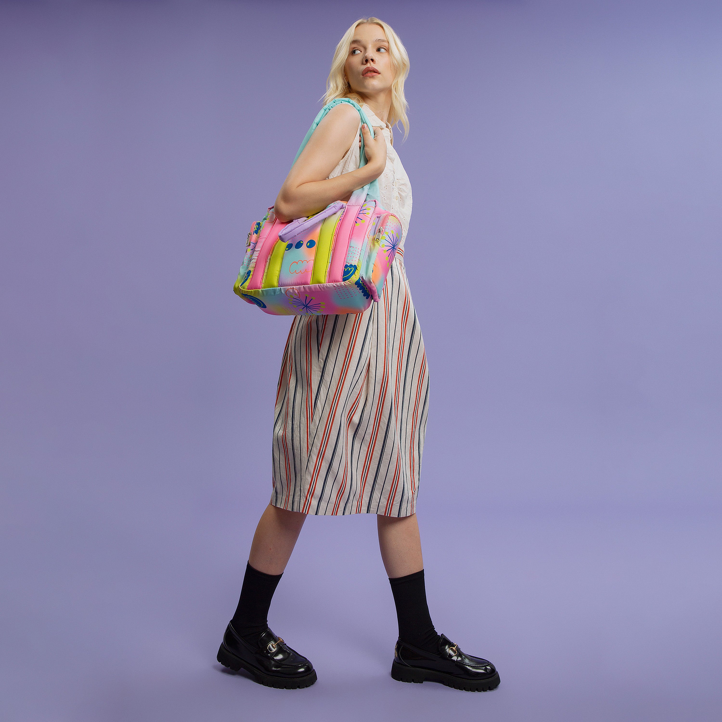 Soresore Fugu Puffy Tote Bag | Padded Shoulder Bag with 12-Inch iPad Sleeve | Korean Style Cloud Bag