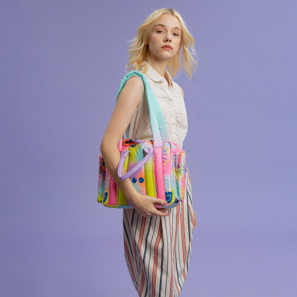 Soresore Fugu Puffy Tote Bag | Padded Shoulder Bag with 12-Inch iPad Sleeve | Korean Style Cloud Bag