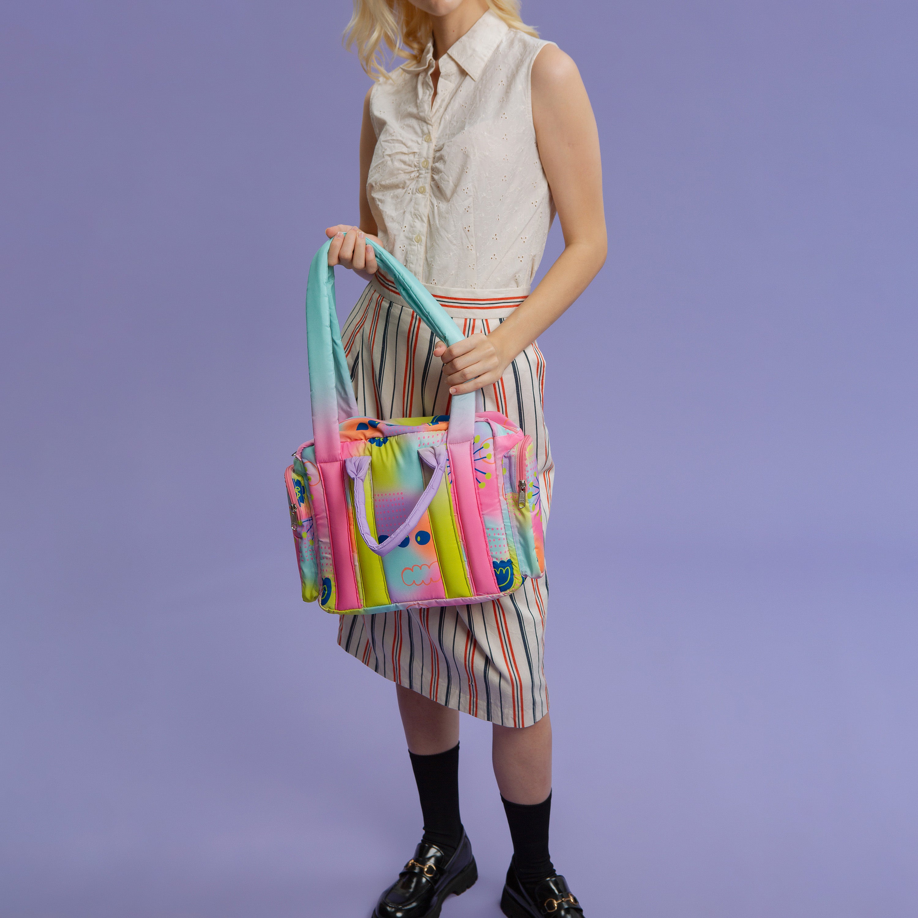 Soresore Fugu Puffy Tote Bag | Padded Shoulder Bag with 12-Inch iPad Sleeve | Korean Style Cloud Bag